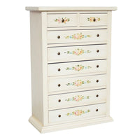 Cassettiera 8 cassetti legno shabby bianco anticato decori 87x40x125 - Mobili 2G