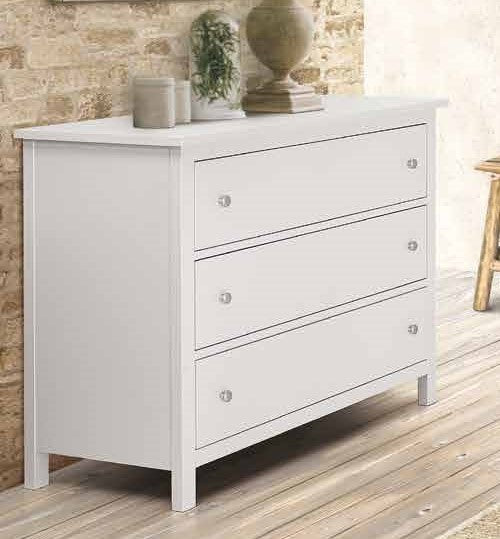 Como'  in legno 3 cassetti  laccato bianco 114 x 51 x 95 h