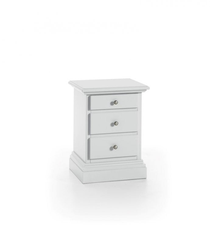 Comodino classico 3 cassetti shabby bianco sporco 50x38x65