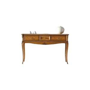 Consolle classica 3 cassetti intarsiata legno grezzo l.131 p.39 h.81 - Mobili 2G