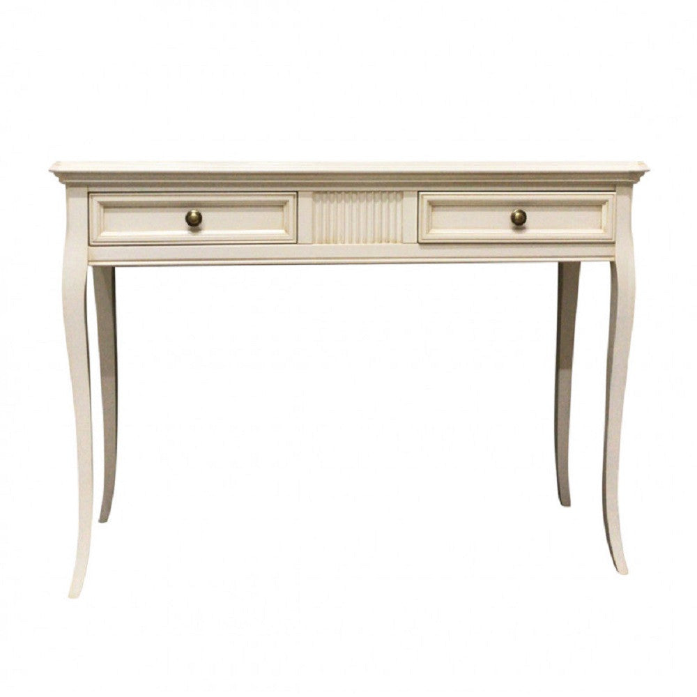 Consolle classica in legno 2 cassetti intarsiata bianco opaco l.110 p.38 h.80 - Mobili 2G