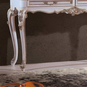 Consolle classica legno shabby bianco argento 133x48x80 - Mobili 2G