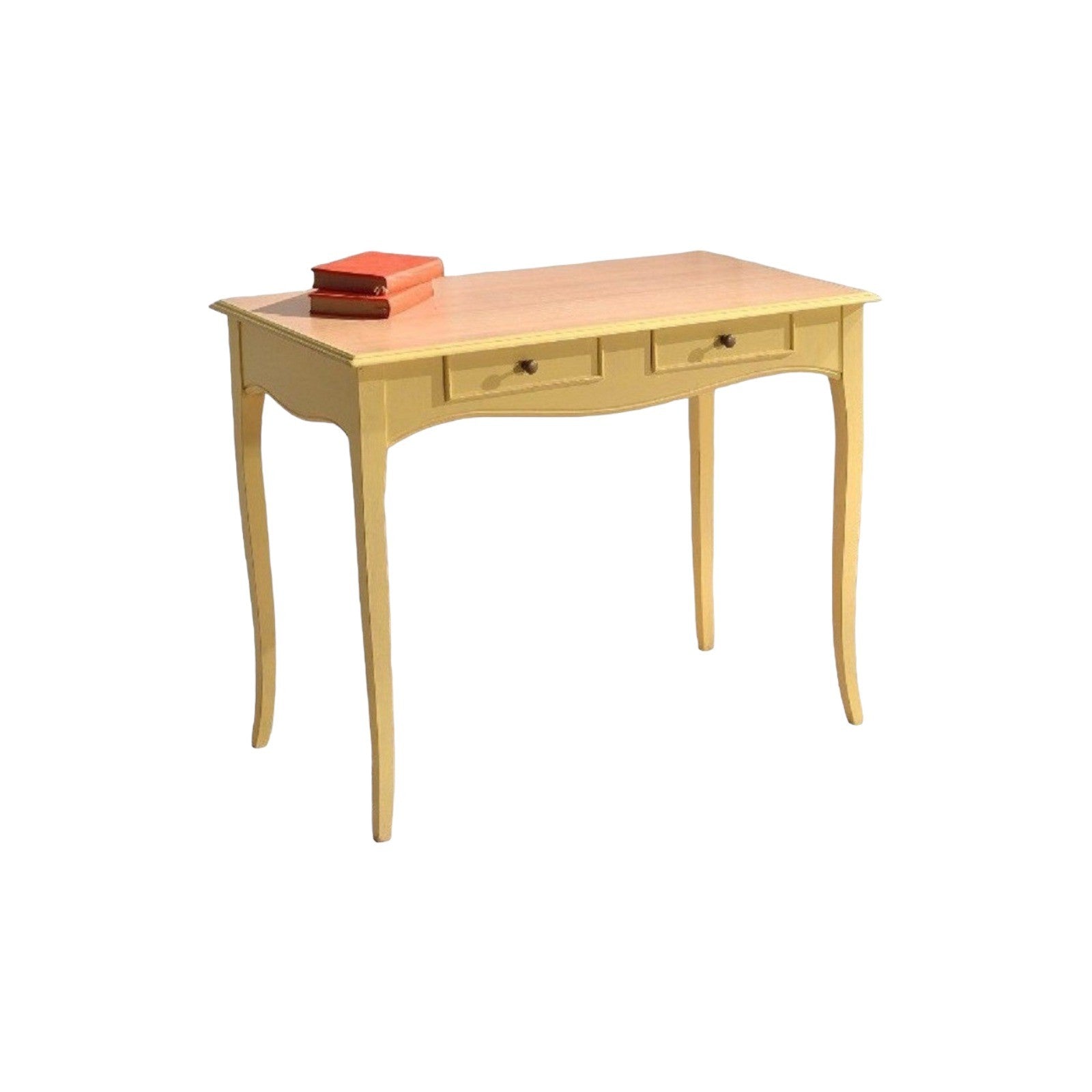 Consolle in legno bicolore giallo e naturale l.101 p.54 h.80