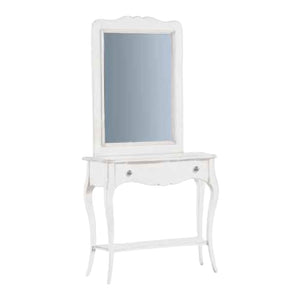 Consolle shabby chic bianco opaco con specchio