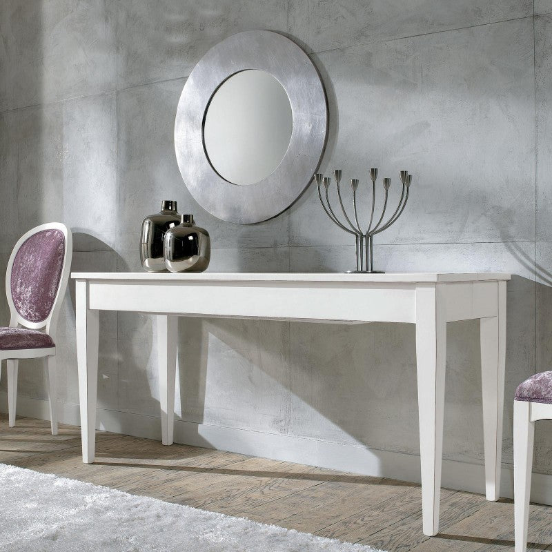 Consolle tavolo moderna allungabile legno bianco shabby 160x55x77 - Mobili 2G