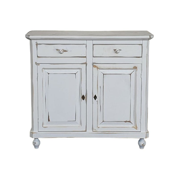 Credenza 2 ante legno shabby bianco consumato 104x43x98 - Mobili 2G