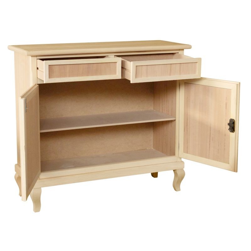 Credenza 2 porte 2 cassetti legno grezzo 105x42x98 - Mobili 2G