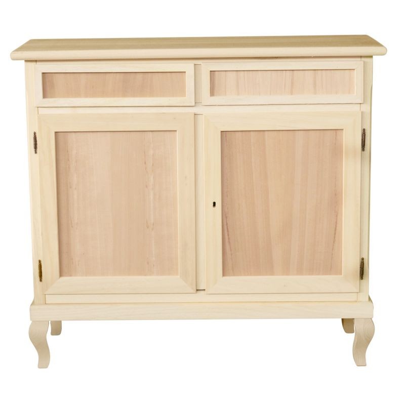 Credenza 2 porte 2 cassetti legno grezzo 105x42x98 - Mobili 2G