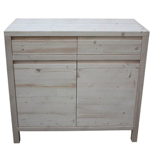 Credenza 2 porte 2 cassetti legno massello di abete grezzo 104x50x95 - Mobili 2G