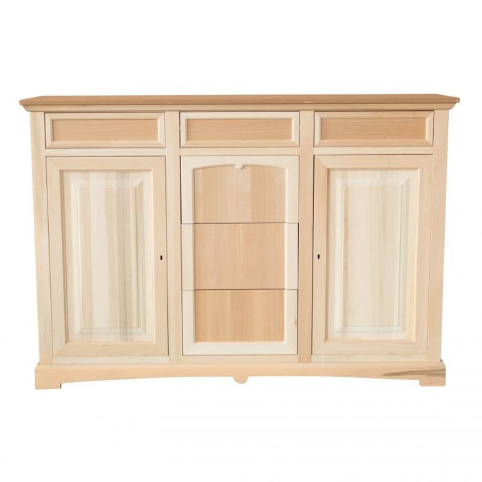 Credenza 2 porte 6 cassetti legno grezzo 170x46x116 - Mobili 2G