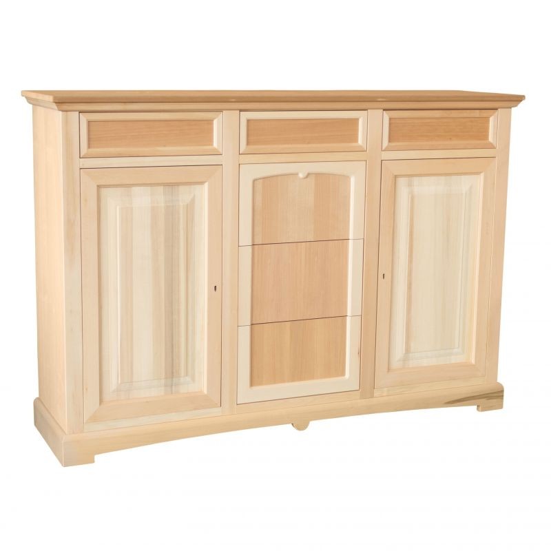 Credenza 2 porte 6 cassetti legno grezzo 170x46x116 - Mobili 2G