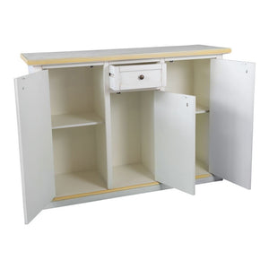 Credenza 3 porte 1 cassetto bianco anticato filo ocra 120x39x85 - Mobili 2G