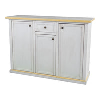 Credenza 3 porte 1 cassetto bianco anticato filo ocra 120x39x85 - Mobili 2G