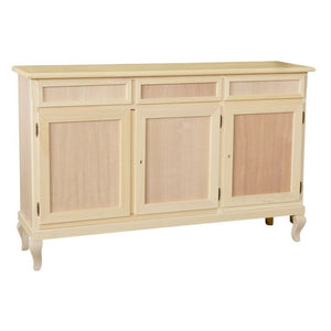 Credenza 3 porte 3 cassetti legno grezzo 155x45x98 - Mobili 2G