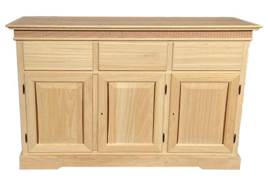 Credenza 3 porte 3 cassetti legno massello grezzo 150x47x96 - Mobili 2G