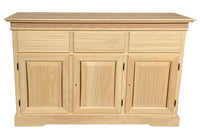 Credenza 3 porte 3 cassetti legno massello grezzo 150x47x96 - Mobili 2G