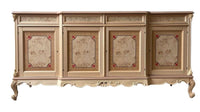 Credenza 4 porte 4 cassetti classica barocco intarsio legno grezzo 227x60x106 - Mobili 2G