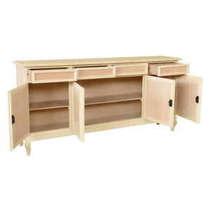 Credenza 4 porte 4 cassetti legno grezzo 205x45x98 - Mobili 2G