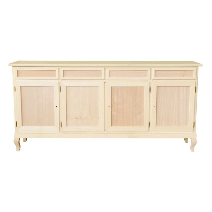 Credenza 4 porte 4 cassetti legno grezzo 205x45x98 - Mobili 2G