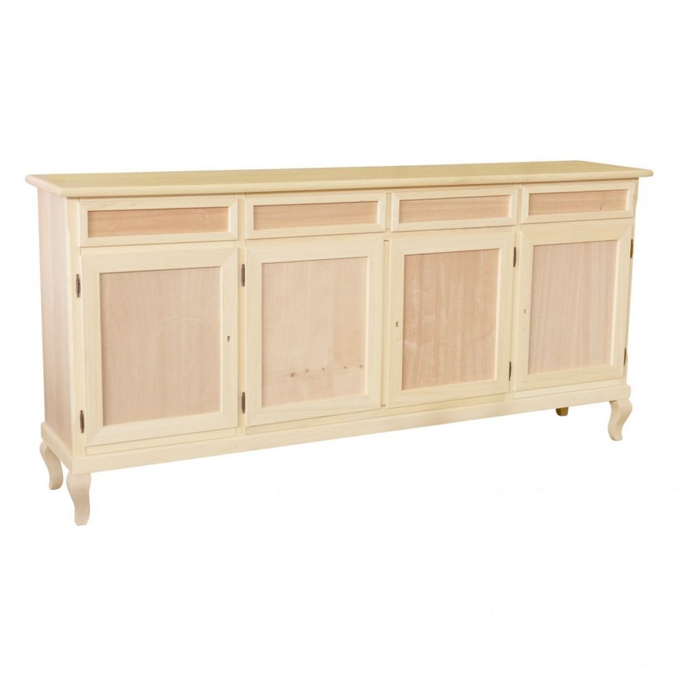 Credenza 4 porte 4 cassetti legno grezzo 205x45x98 - Mobili 2G