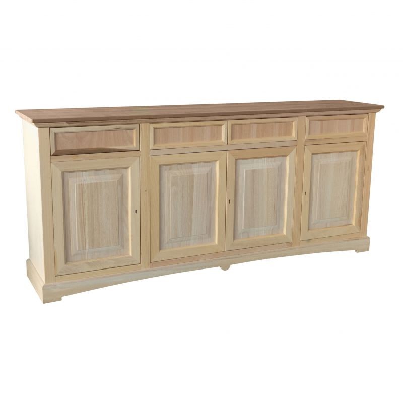 Credenza 4 porte 4 cassetti legno grezzo 220x46x96 - Mobili 2G