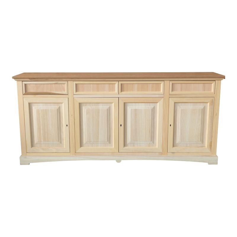 Credenza 4 porte 4 cassetti legno grezzo 220x46x96 - Mobili 2G