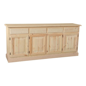 Credenza 4 porte 4 cassetti legno massello pino grezzo 195x45x85 - Mobili 2G