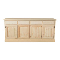 Credenza 4 porte 4 cassetti legno massello pino grezzo 195x45x85 - Mobili 2G