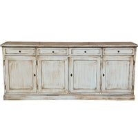 Credenza 4 porte legno shabby bianco anticato 205x42x86 - Mobili 2G