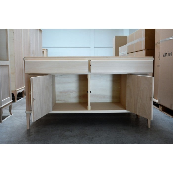 Credenza classica 2 porte 6 cassetti legno grezzo  l.150 p.47 h.86 - Mobili 2G