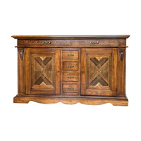 Credenza con intarsio in legno 2 porte 6 cassetti finitura bassano 210x55x115