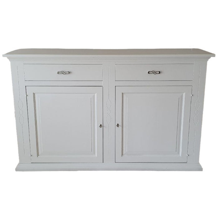 Credenza madia 2 porte legno shabby bianco 177x48x110 - Mobili 2G