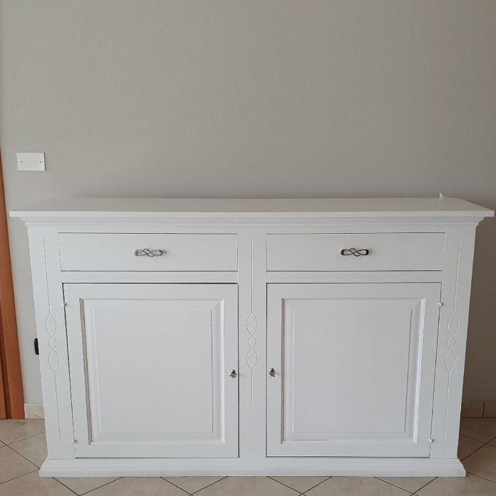 Credenza madia 2 porte legno shabby bianco 177x48x110 - Mobili 2G