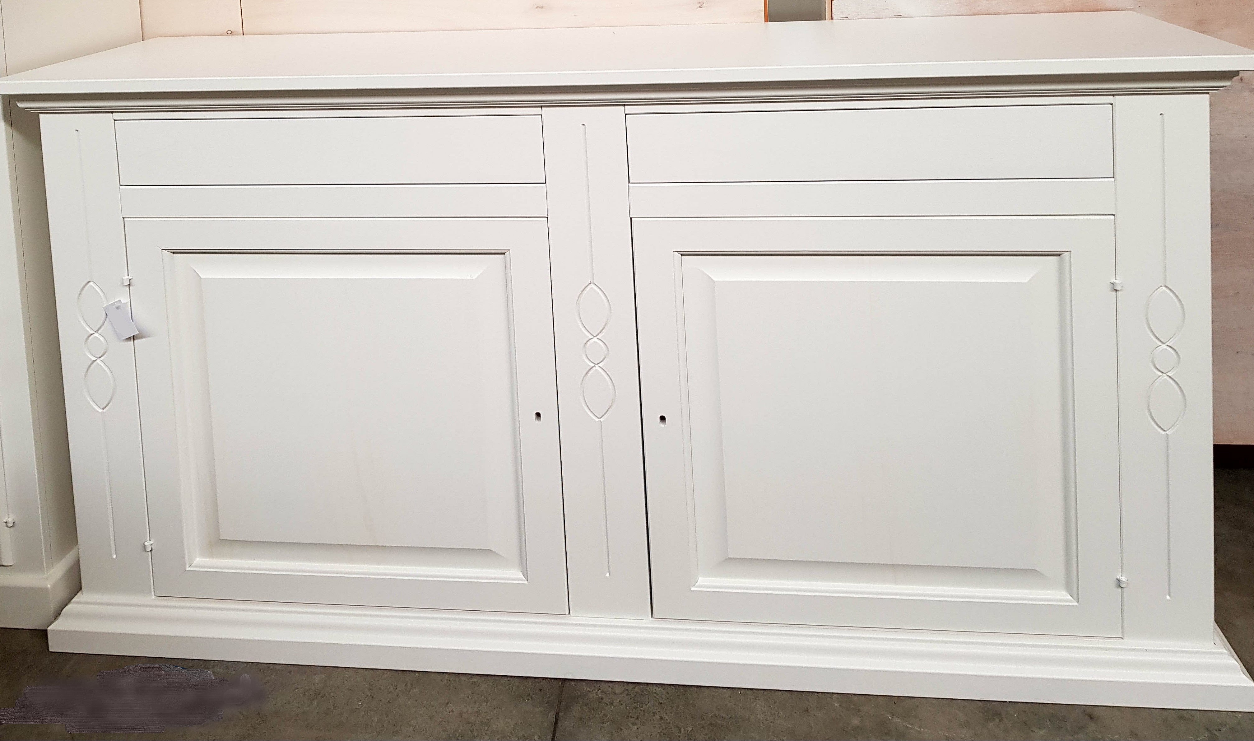 Credenza madia 2 porte legno shabby bianco 177x48x110 - Mobili 2G