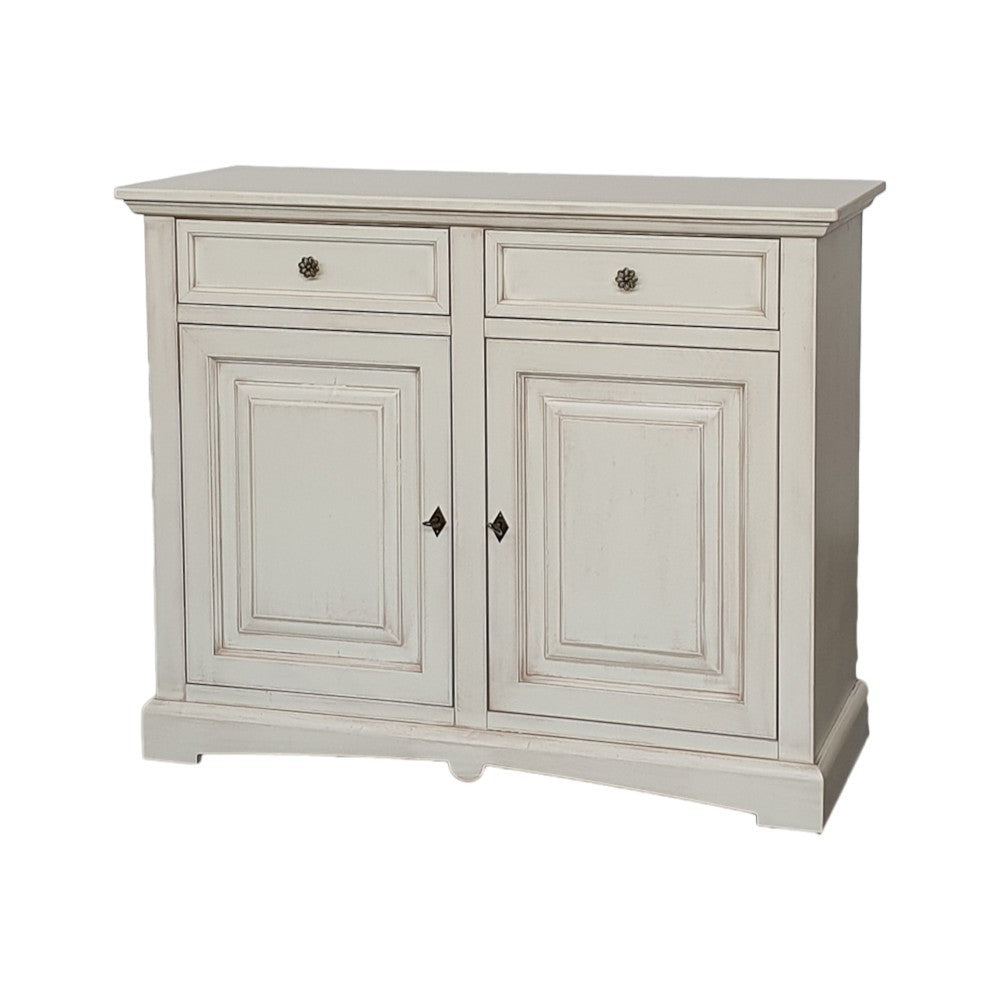 Credenza shabby 2 ante legno avorio anticato 117x46x96 - Mobili 2G