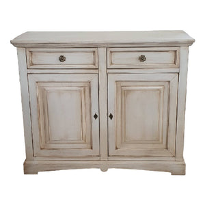 Credenza shabby 2 ante legno bianco anticato 117x46x96 - Mobili 2G