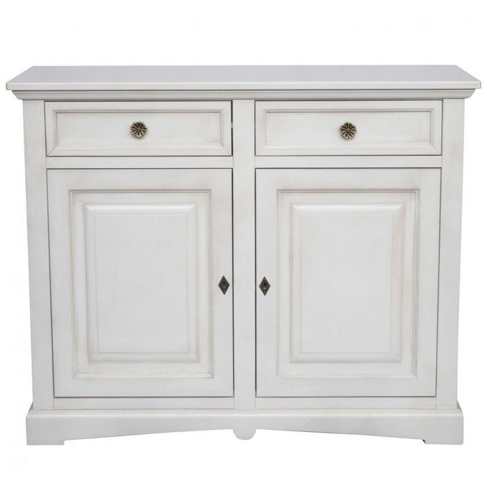 Credenza shabby 2 ante legno bianco anticato 117x46x96 - Mobili 2G