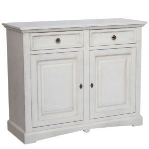 Credenza shabby 2 ante legno bianco anticato 117x46x96 - Mobili 2G