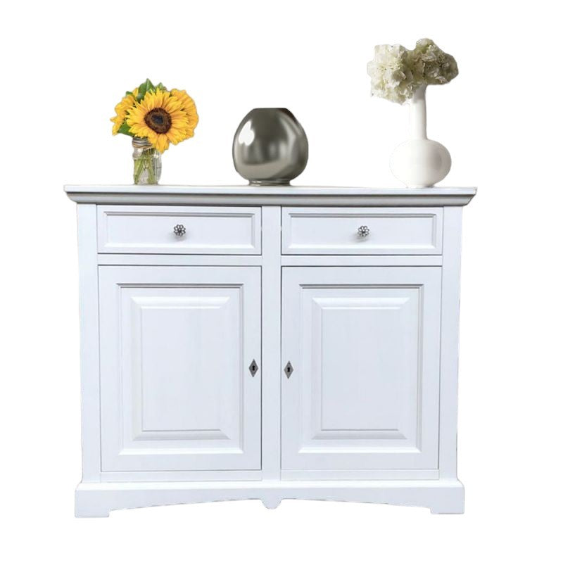 Credenza shabby 2 ante legno bianco opaco 117x46x96 - Mobili 2G