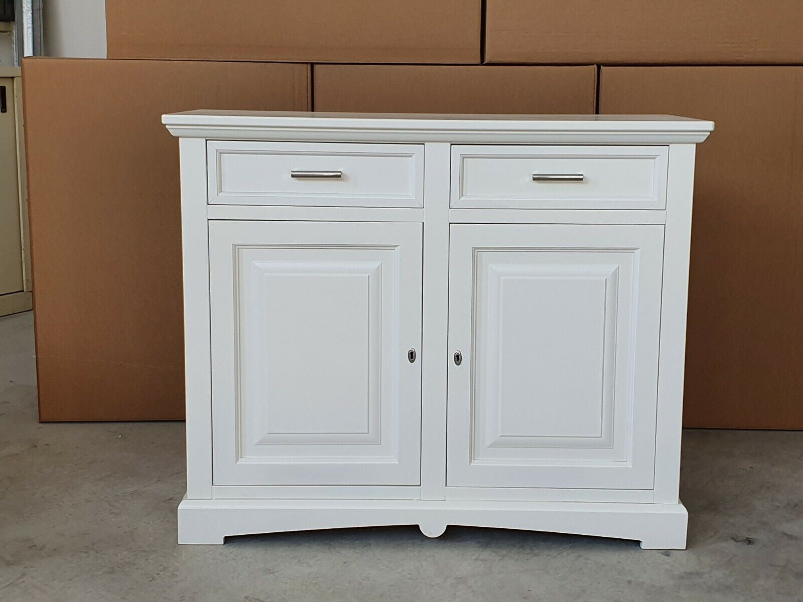 Credenza shabby 2 ante legno bianco opaco 117x46x96 - Mobili 2G