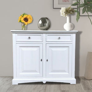 Credenza shabby 2 ante legno bianco opaco 117x46x96 - Mobili 2G