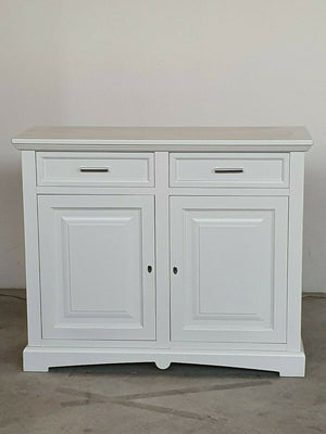 Credenza shabby 2 ante legno bianco opaco 117x46x96 - Mobili 2G