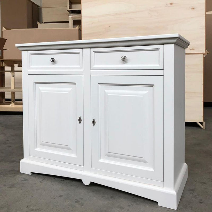 Credenza shabby 2 ante legno bianco opaco 117x46x96 - Mobili 2G