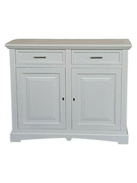 Credenza shabby 2 ante legno bianco opaco 117x46x96 - Mobili 2G