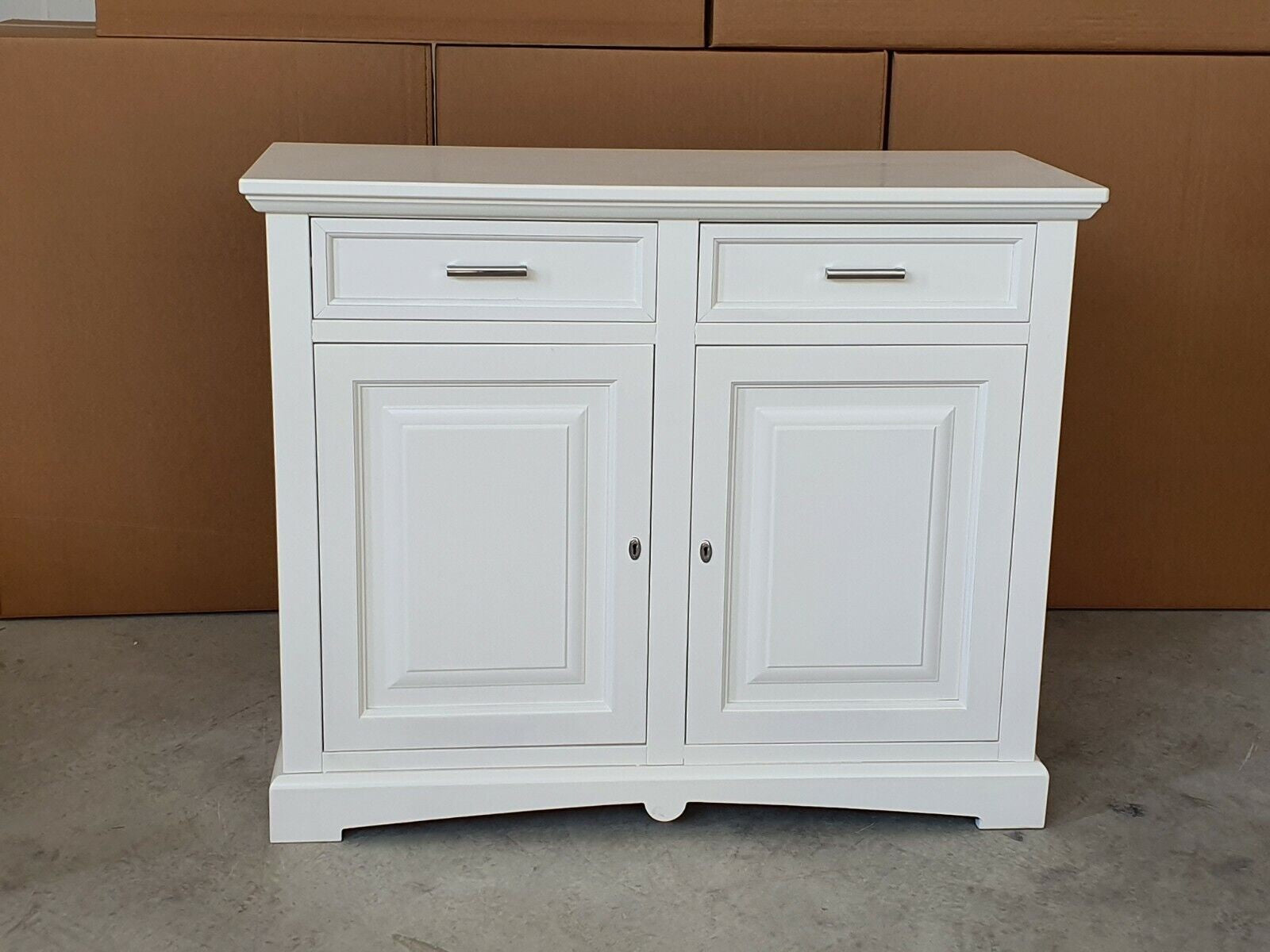 Credenza shabby 2 ante legno bianco opaco 117x46x96 - Mobili 2G