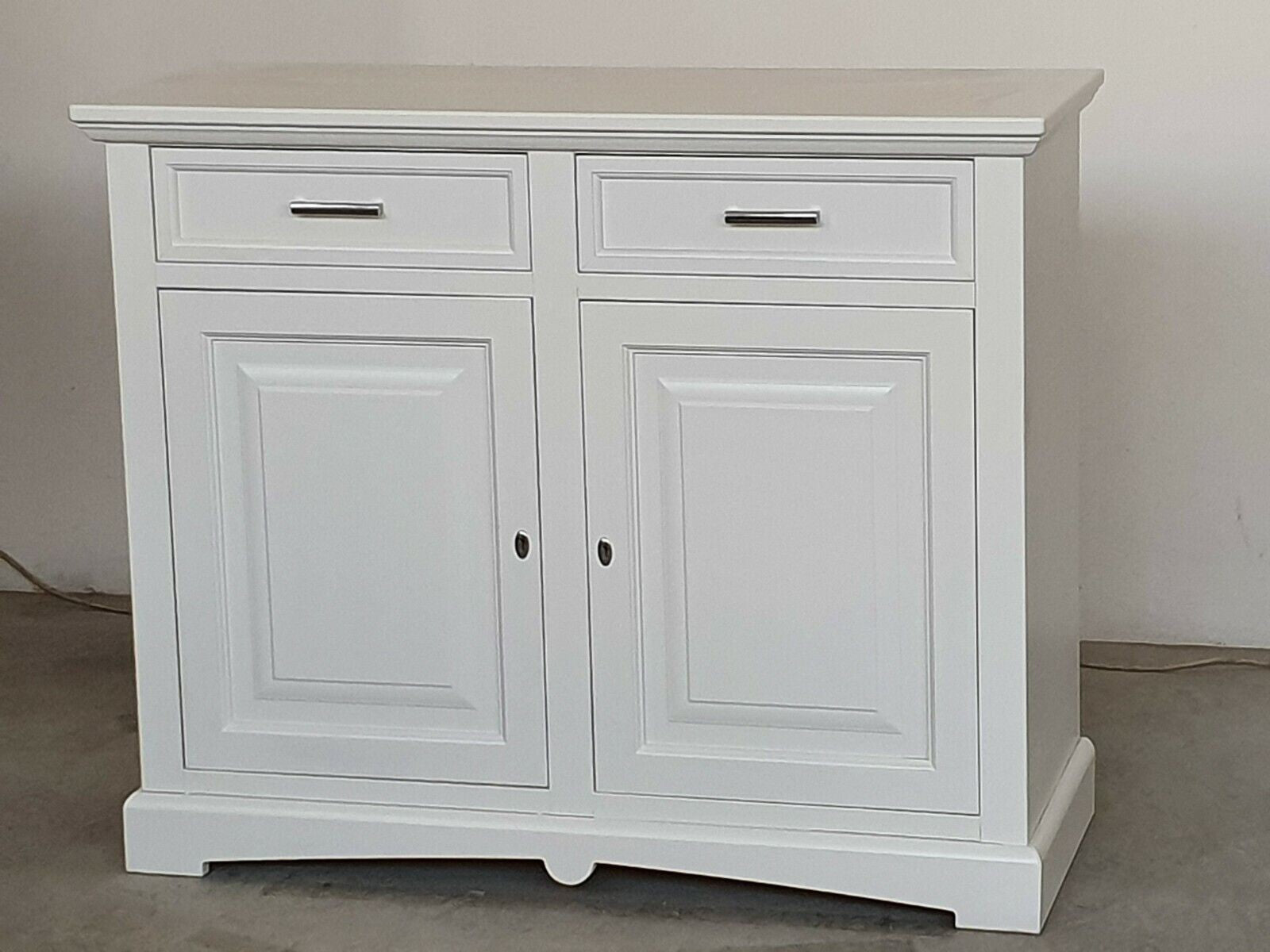 Credenza shabby 2 ante legno bianco opaco 117x46x96 - Mobili 2G