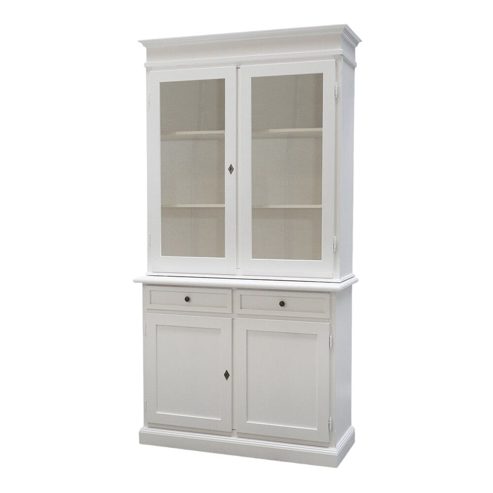 Cristalliera 2 porte arte povera legno shabby bianco 105x42x206