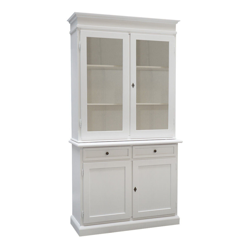 Cristalliera 2 porte arte povera legno shabby bianco 105x42x206