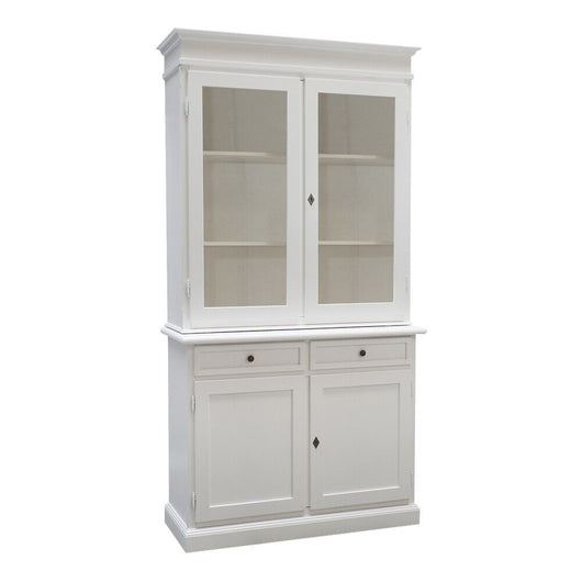 Cristalliera 2 porte arte povera legno shabby bianco 105x42x206