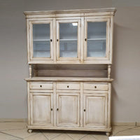 Cristalliera 3 porte 3 cassetti legno shabby chic bianco invecchiato